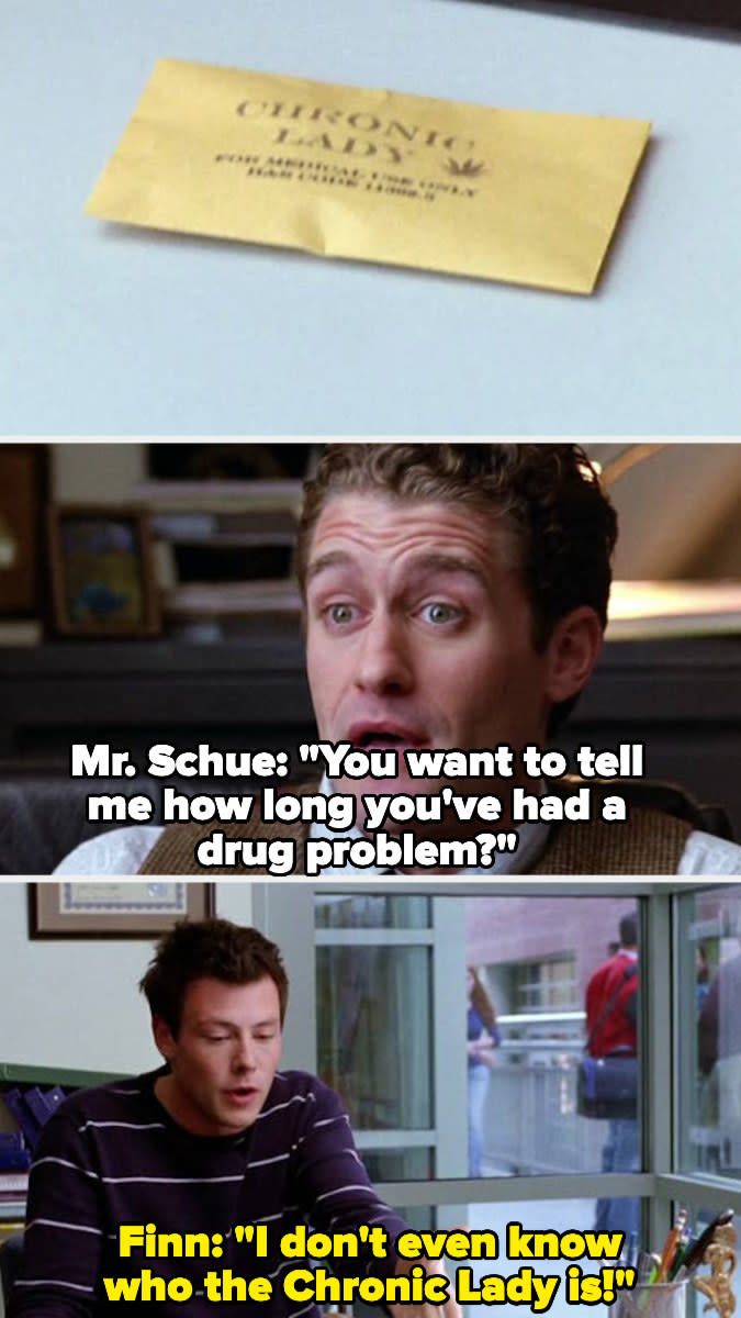 Mr. Schue plants weed in Finn's locker to blackmail him into joining Glee Club