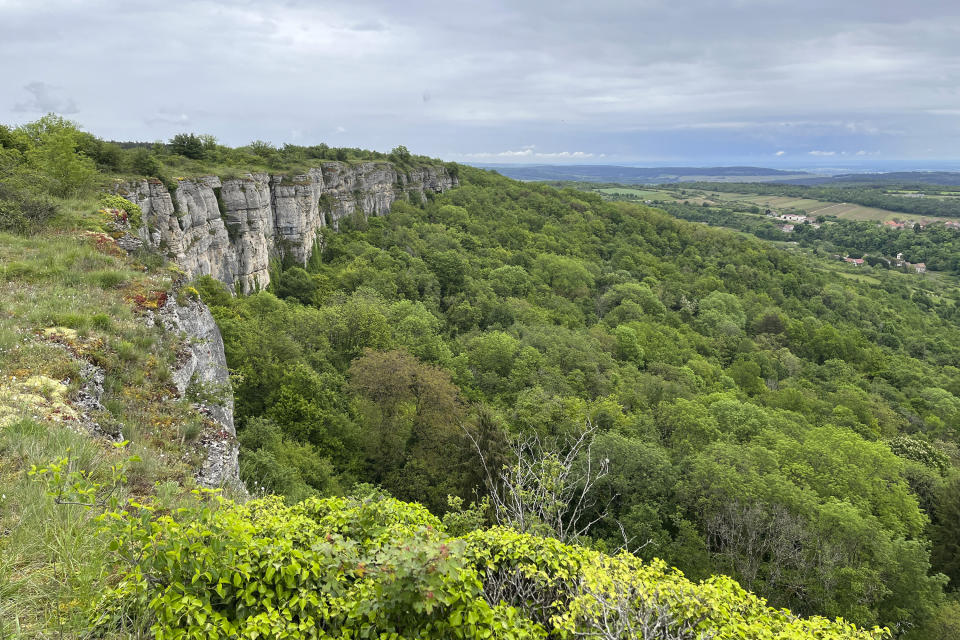 This image shows a view from atop the Cirque du Bout de Monde, near the vineyards of Beaune in the Burgundy region of France. (Steve Wartenberg via AP)