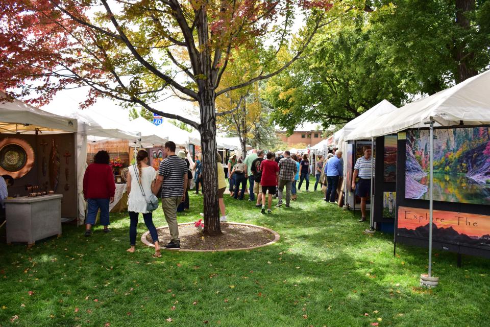 Flagstaff Art in the Park features a wide-ranging selection of arts and crafts, food and music in shady Wheeler Park.