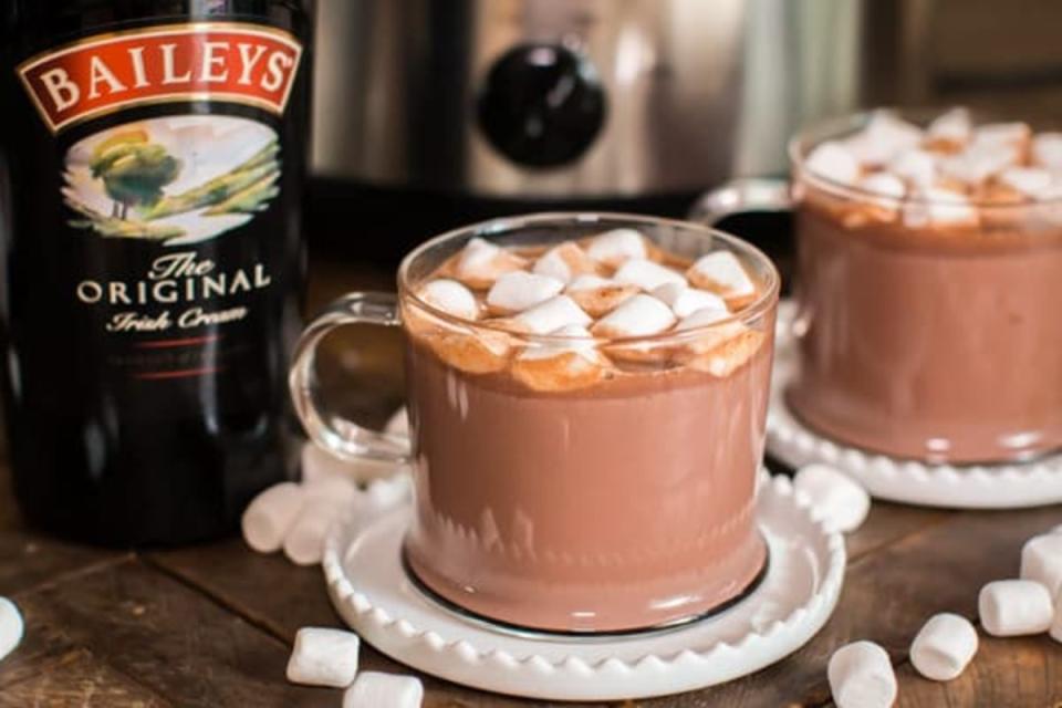 <p>A thick and creamy hot chocolate with plenty of Baileys Irish Cream.</p><p><strong>Get the recipe: <a href="https://www.themagicalslowcooker.com/slow-cooker-baileys-irish-cream-hot-chocolate/" rel="nofollow noopener" target="_blank" data-ylk="slk:Slow Cooker Baileys Irish Cream Hot Chocolate;elm:context_link;itc:0;sec:content-canvas" class="link ">Slow Cooker Baileys Irish Cream Hot Chocolate</a></strong></p><p><strong>Related:</strong><strong><a href="https://www.yahoo.com/lifestyle/12-salty-sweet-recipes-guinness-215245269.html" data-ylk="slk:7 Salty & Sweet Recipes To Make With A Pint of Guinness;elm:context_link;itc:0;sec:content-canvas;outcm:mb_qualified_link;_E:mb_qualified_link;ct:story;" class="link  yahoo-link"> 7 Salty & Sweet Recipes To Make With A Pint of Guinness</a></strong></p>