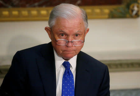 U.S. Attorney General Jeff Sessions takes part in a Federal Commission on School Safety meeting at the White House in Washington, D.C., U.S., August 16, 2018. REUTERS/Leah Millis