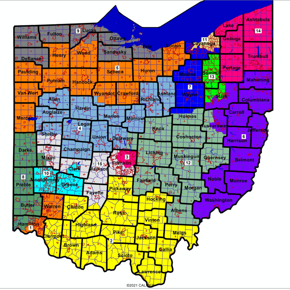 The Ohio Redistricting Commission approved a new congressional district map March 2. If approved by the Ohio Supreme Court, 10 districts would lean Republican. Two would lean heavily Democrat and three slightly Democrat.