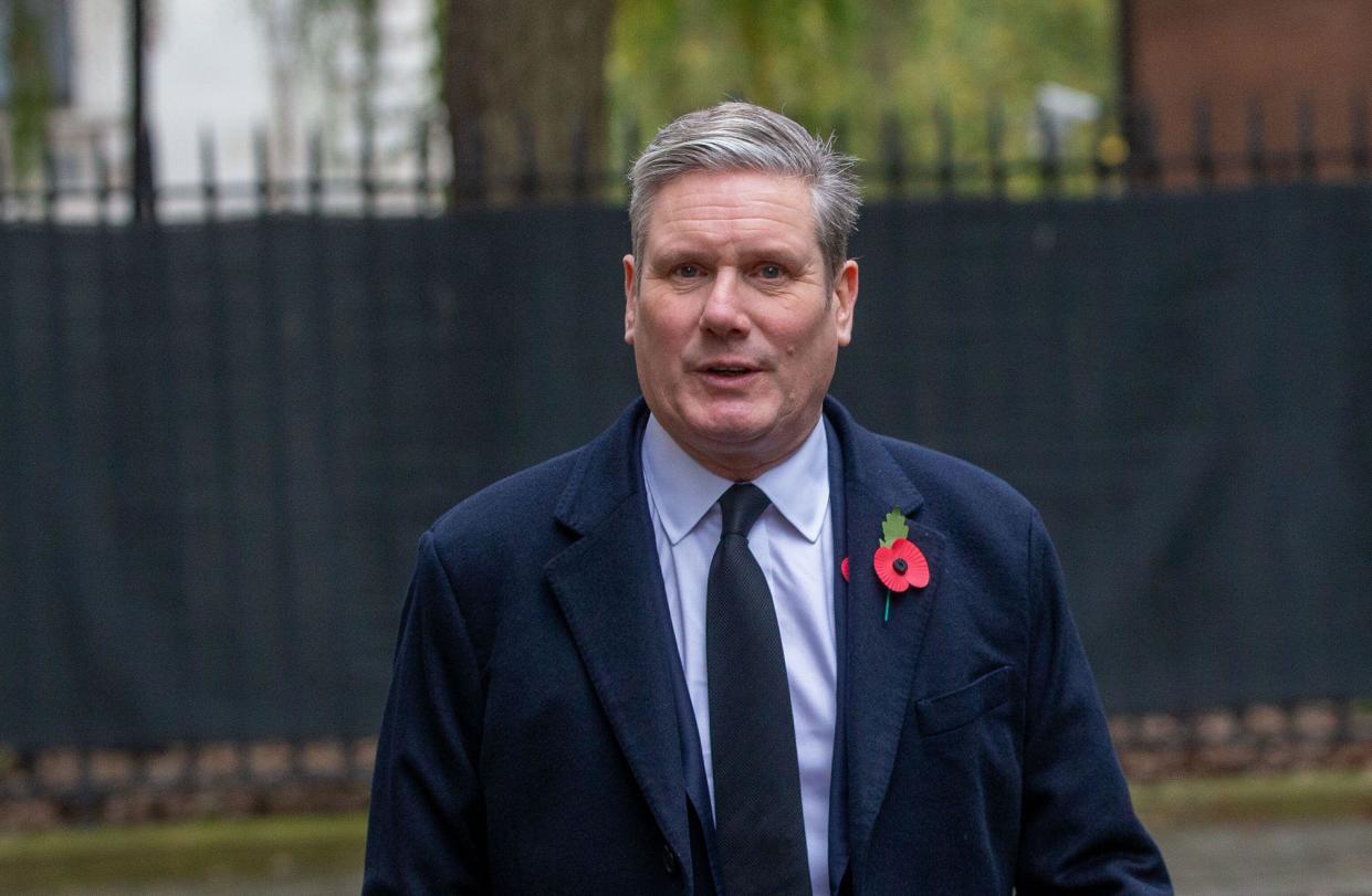 November 12, 2023, London, England, United Kingdom: Labour leader KEIR STARMER arrives in Downing Street ahead of Remembrance Sunday ceremony. (Credit Image: © Tayfun Salci/ZUMA Press Wire) EDITORIAL USAGE ONLY! Not for Commercial USAGE!