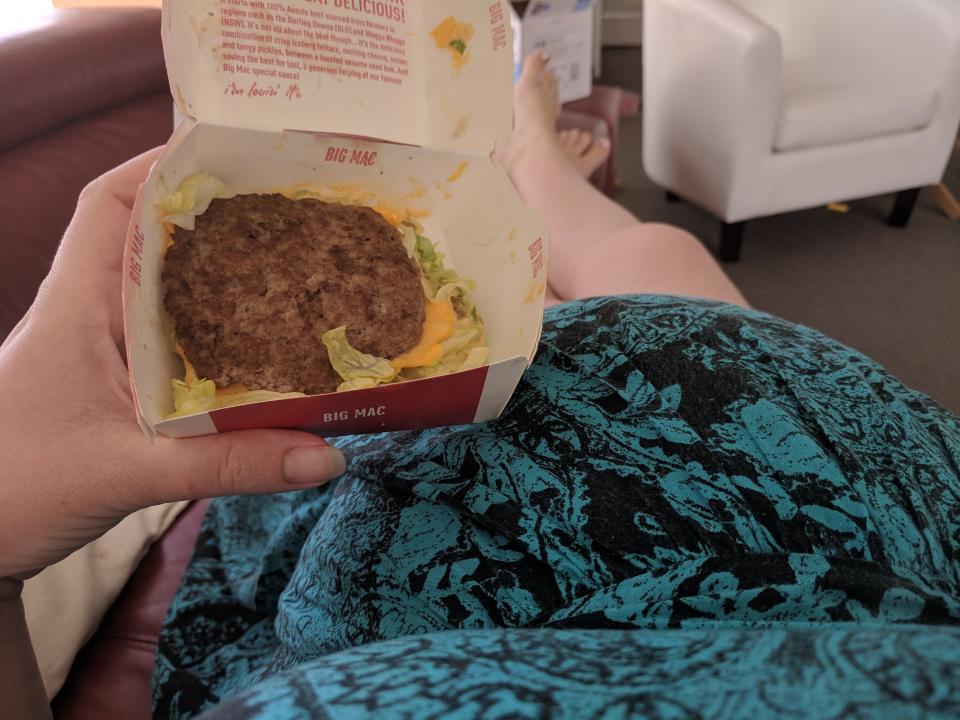 Emily Ryan could not believe her eyes when she opened the Big Mac box. Source: Emily Ryan