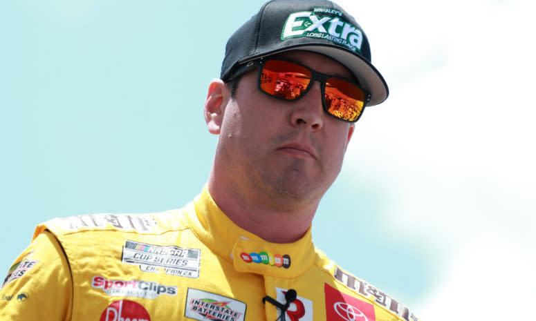 NASCAR driver Kyle Busch looks on with a straight face.