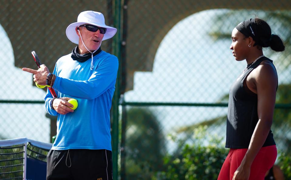 Coco Gauff with her coach Brad Gilbert