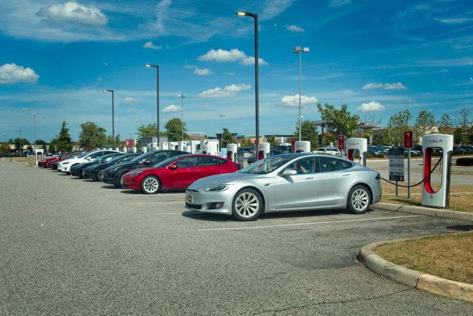 Teslas charging