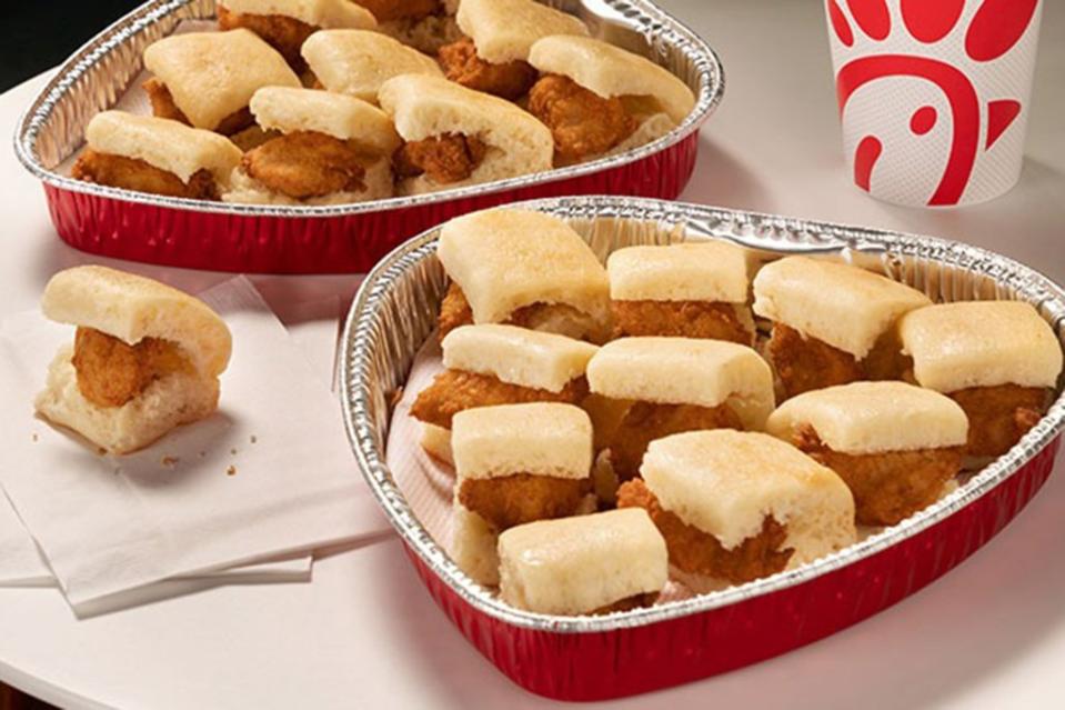 Chick-fil-A is offering “heart-shaped trays” filled with select menu items for Valentine’s Day.