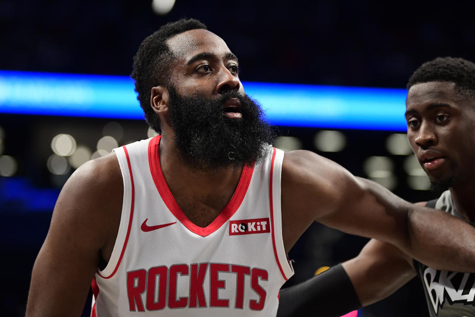 Caris LeVert (right) cannot be the anchor of a trade for Houston Rockets superstar James Harden. (Steven Ryan/Getty Images)