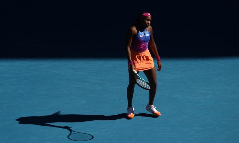 Coco Gauff wins her first round singles match against Qiang Wang of China during day one of the 2022 Australian Open.