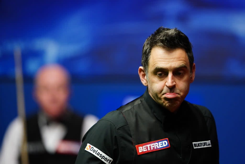 Ronnie O’Sullivan opened up a 10-6 lead in his World Championship semi-final against John Higgins (Zac Goodwin/PA) (PA Wire)