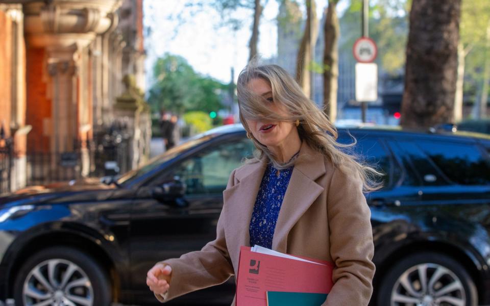 Laura Trott, the Chief Secretary to the Treasury, is pictured this morning in Westminster