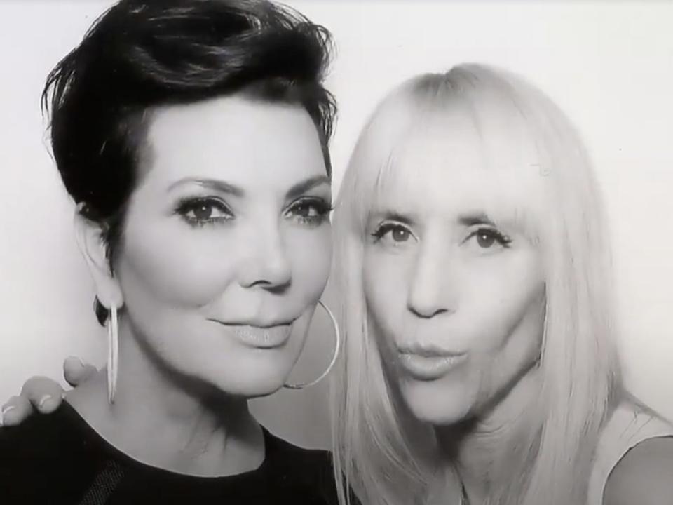 A close up of Kris Jenner and Lisa Stanley's faces. They look at the camera together.
