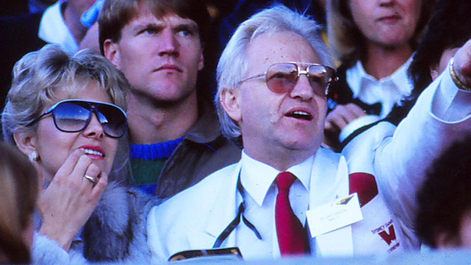 Geoffrey Edelsten, pictured here at a Sydney Swans game in 1988.