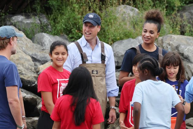 The Prince of Wales meeting with some of the middle schoolers, who didn't know they were meeting the prince as their 