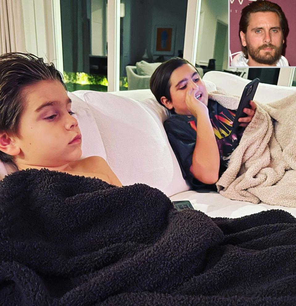 Scott Disick with Mason and Reign