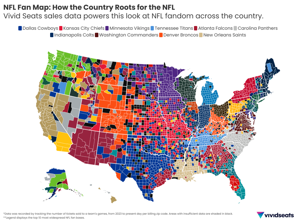 Vivid Seats 2024 NFL Fan Map