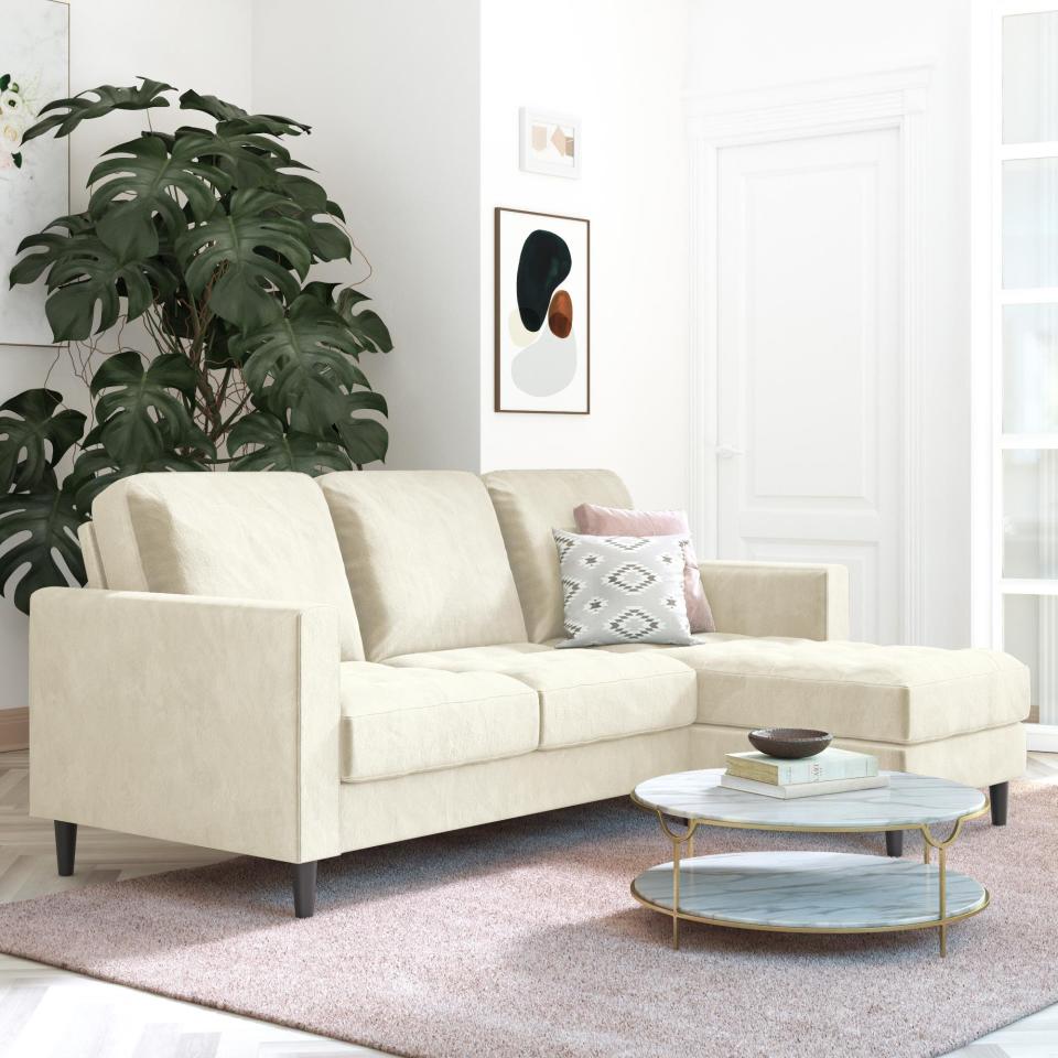 <p><a href="https://go.redirectingat.com?id=74968X1596630&url=https%3A%2F%2Fwww.walmart.com%2Fip%2FCosmoLiving-Strummer-Reversible-Sectional-Sofa-Couch-Ivory-Velvet%2F1520736033&sref=https%3A%2F%2Fwww.cosmopolitan.com%2Flifestyle%2Fg42676775%2Fmost-comfortable-couches-sofas%2F" rel="nofollow noopener" target="_blank" data-ylk="slk:Shop Now;elm:context_link;itc:0;sec:content-canvas" class="link ">Shop Now</a></p><p>Strummer Reversible Sectional Sofa Couch</p><p>walmart.com</p><p>$399.70</p><span class="copyright">Walmart</span>