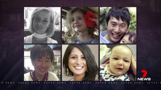 The six victims of the Bourke Street attack. Source: 7News
