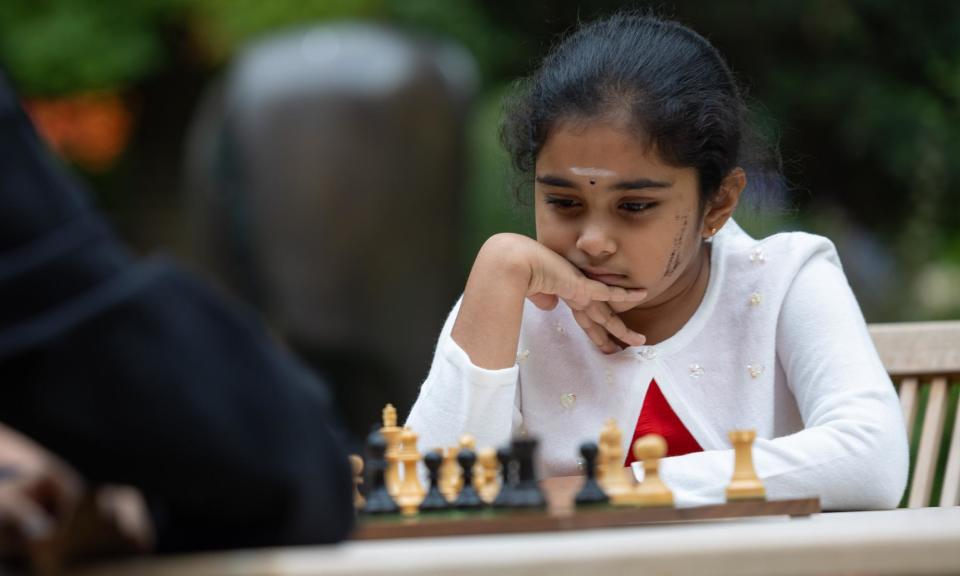 <span>Sivanandan, who only took up chess in lockdown, is one of five players chosen for <a class="link " href="https://sports.yahoo.com/soccer/teams/england/" data-i13n="sec:content-canvas;subsec:anchor_text;elm:context_link" data-ylk="slk:England;sec:content-canvas;subsec:anchor_text;elm:context_link;itc:0">England</a>’s women’s team to play in the Chess Olympiad in Budapest in September.</span><span>Photograph: Simon Walker/No 10 Downing Street</span>