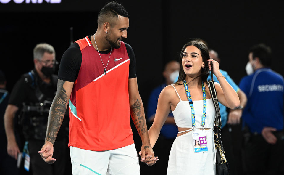 Nick Kyrgios and Costeen Hatzi, pictured here at the Australian Open in January.