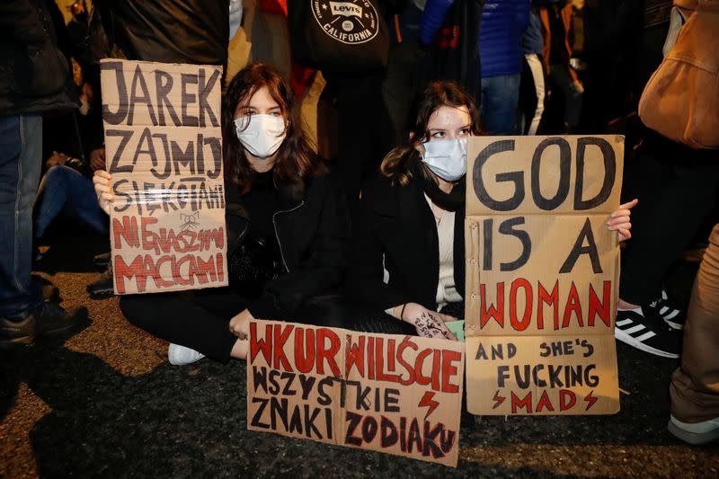Protest against Poland's Constitutional Tribunal ruling on abortion, in Warsaw