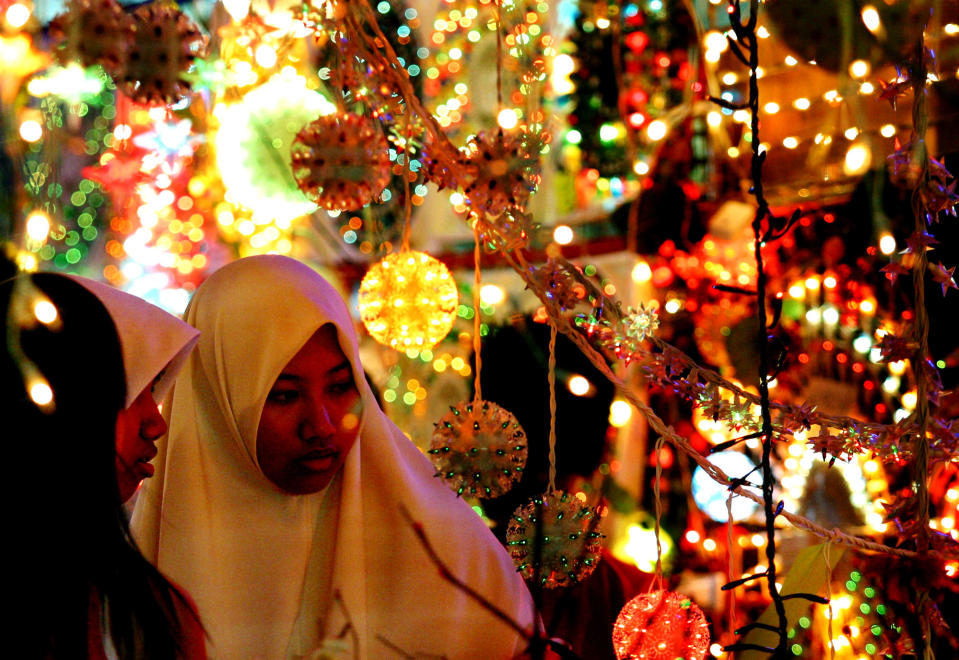 Ramadan night bazaar in anticipation of Hari Raya in Singapore. There are no such bazaars this year due to the COVID-19 pandemic. (AP Photo/Wong Maye-e)