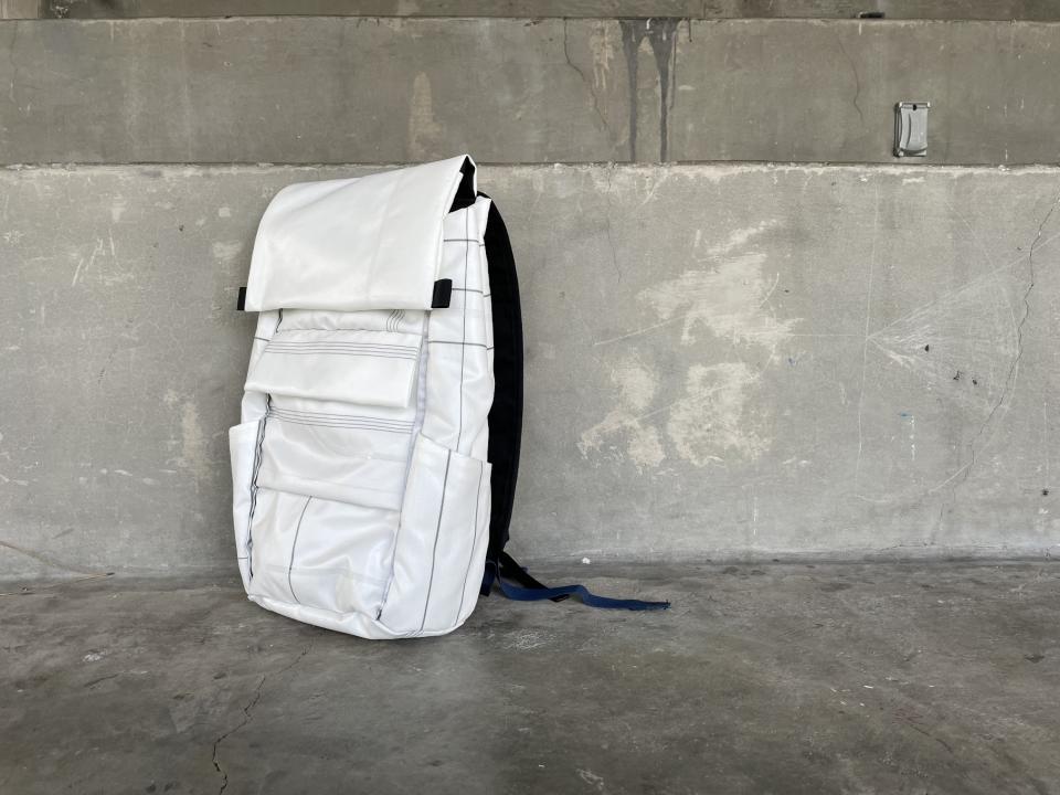 A backpack made out of leftover air-bag material designed by Anna Lee Joy. - Credit: Courtesy