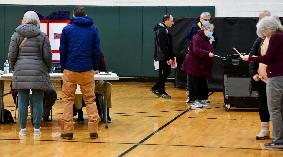 Voters at the Sutton High polling site on Tuesday.