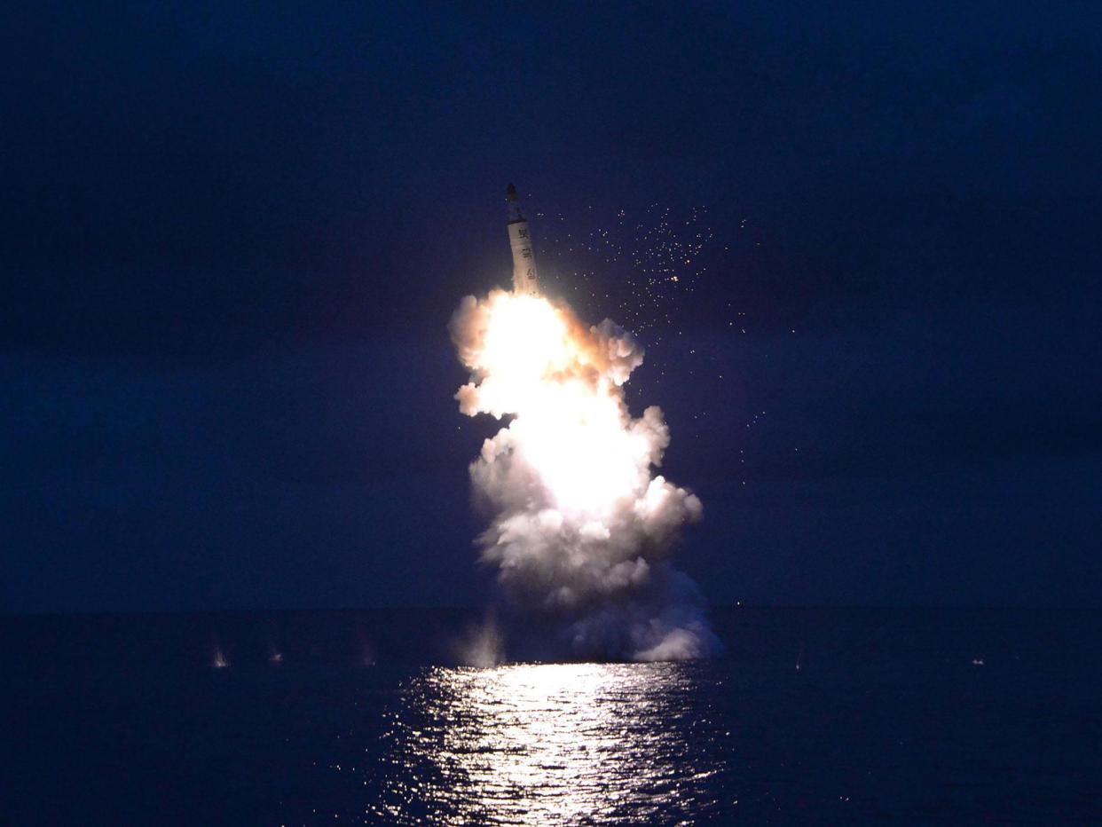 North Korea test fires a strategic submarine-launched ballistic missile: KNS/AFP/Getty Images