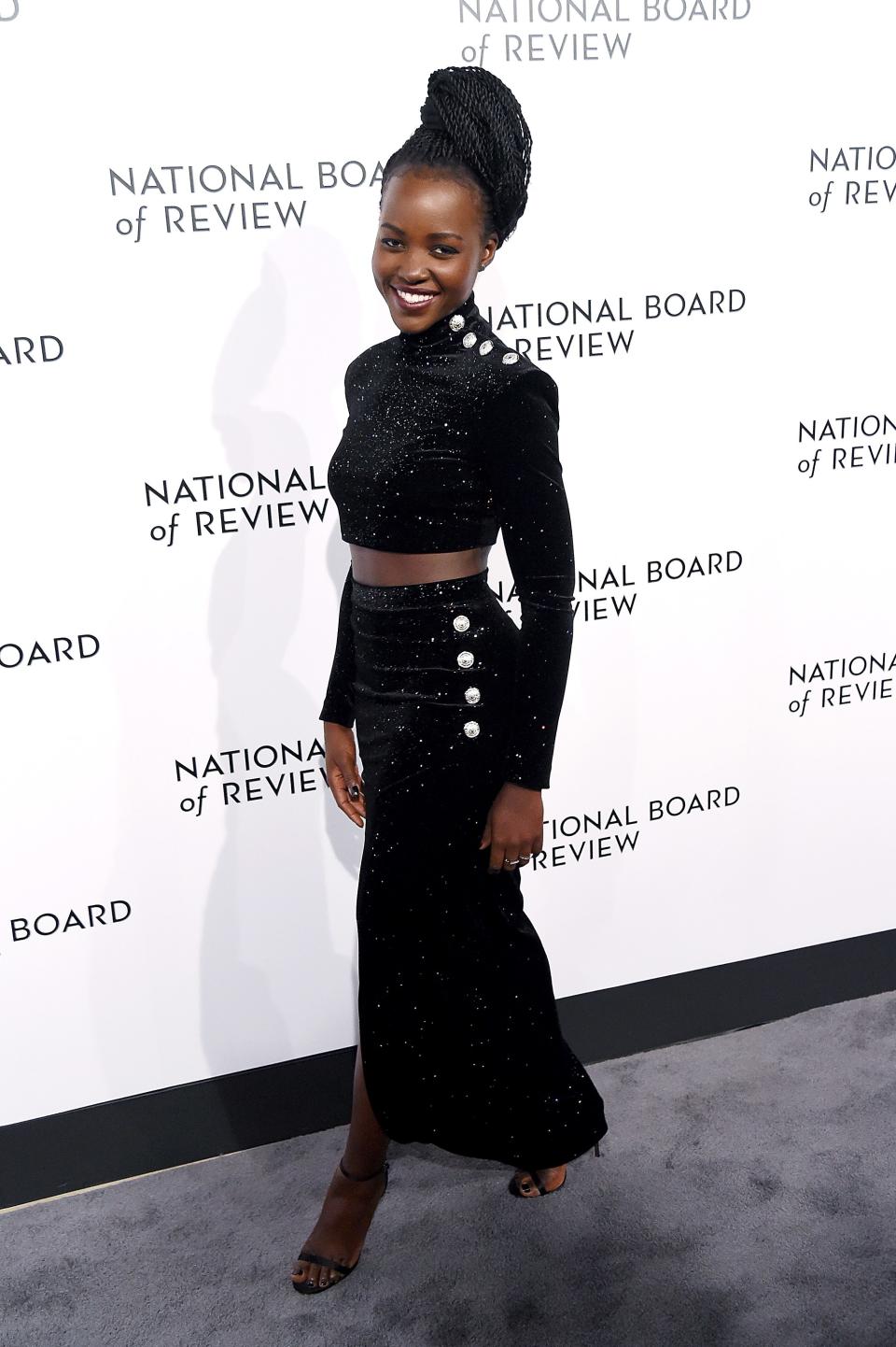 <p>WHO: Lupita Nyong'o</p> <p>WHAT: Balmain</p> <p>WHERE: The 2018 National Board of Review Awards gala, New York City</p> <p>WHEN: January 9, 2018</p>