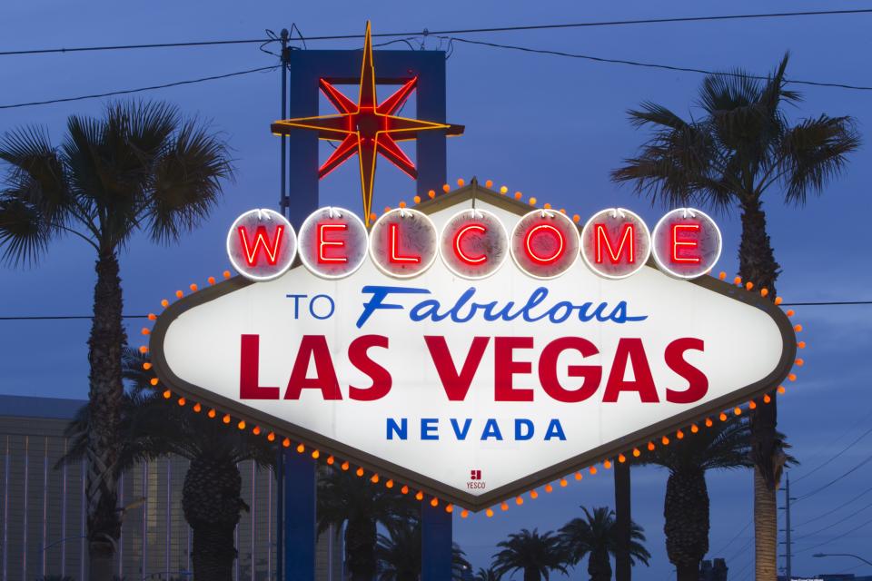 A view of the "Welcome to Las Vegas" sign in Las Vegas.