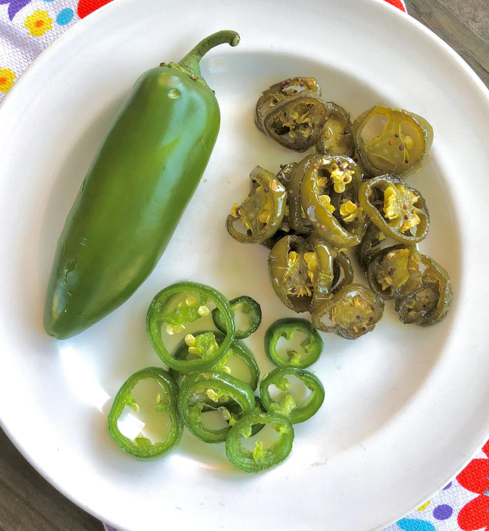 It’s a snap to make both bright green sugared and sweet pickled style jalapenos at home. (Courtesy Heather Martin)