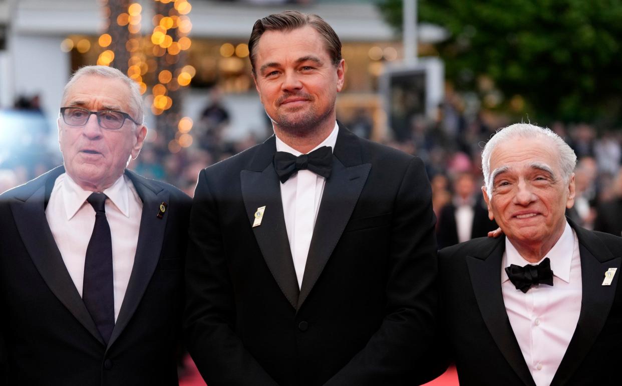 From left: Robert De Niro, Leonardo DiCaprio and Martin Scorsese at the premiere of Killers of the Flower Moon - Scott Garfitt/Invision/AP