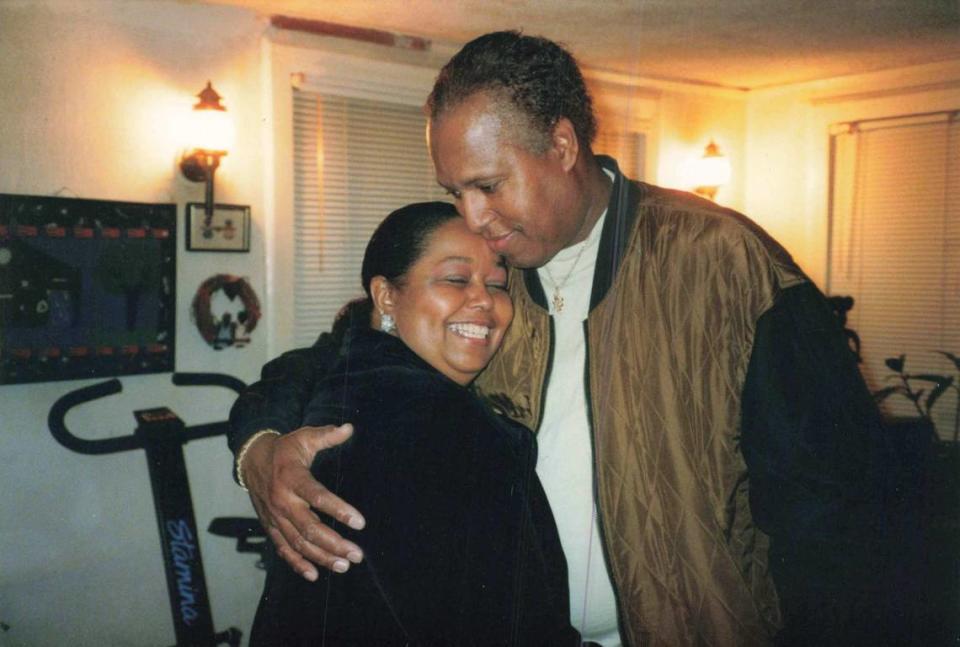 Larry Jackson Jr. (right) smiles for a photo with his longtime partner, Patricia Braxton (left). They began dating in the 1990s, when Jackson started his advertising firm that created a Black Visitor’s Guide to Kansas City.