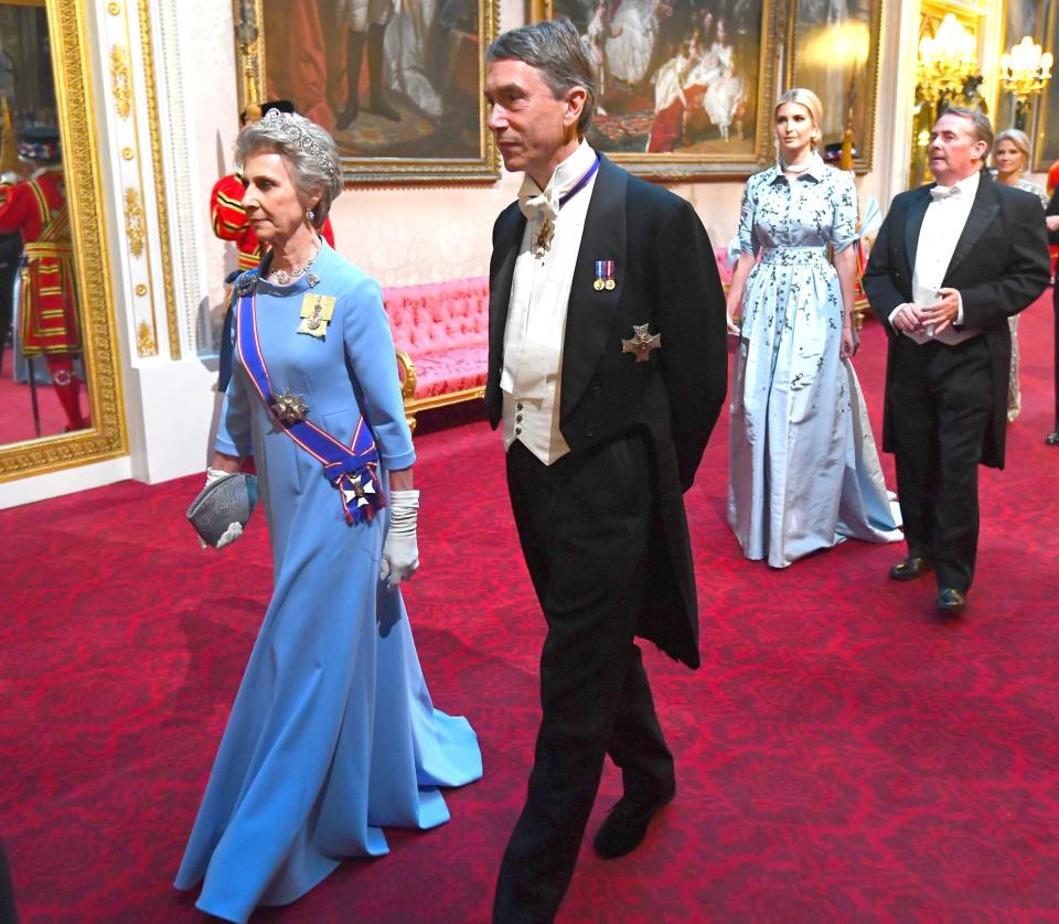 David Cholmondeley, husband of Rose Cholmondeley arrives ahead of Ivanka Trump at the state banquet for Trump 