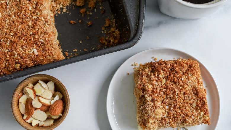 slice of coffee cake on plate 