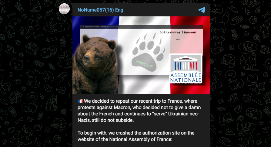 Le collectif de hackers « NoName057(16) »a ciblé le site de l’Assemblée nationale, ce lundi. 