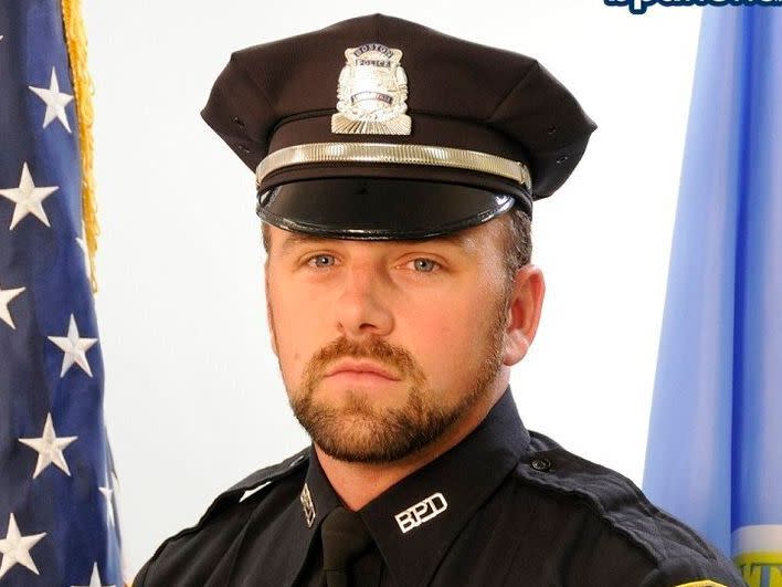 This undated photograph provided by the Boston Police Department shows officer John O'Keefe, 46, of Canton, Mass.