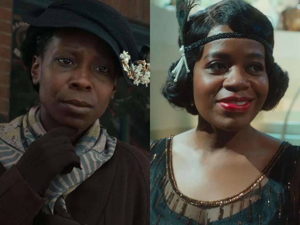 Left: Whoopi Goldberg as Celie in the 1985 version of "The Color Purple." Right: Fantasia Barrino as Celie in the 2023 version of "The Color Purple."