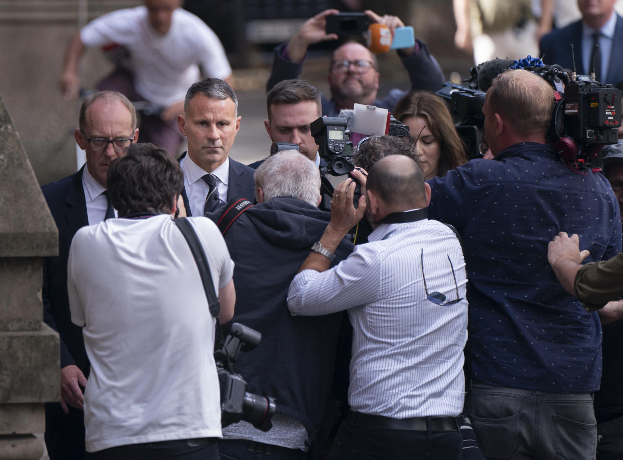 Former Manchester United footballer Ryan Giggs leaves Manchester Minshull Street Crown Court where he is accused of controlling and coercive behaviour against ex-girlfriend Kate Greville between August 2017 and November 2020. Picture date: Monday August 8, 2022.