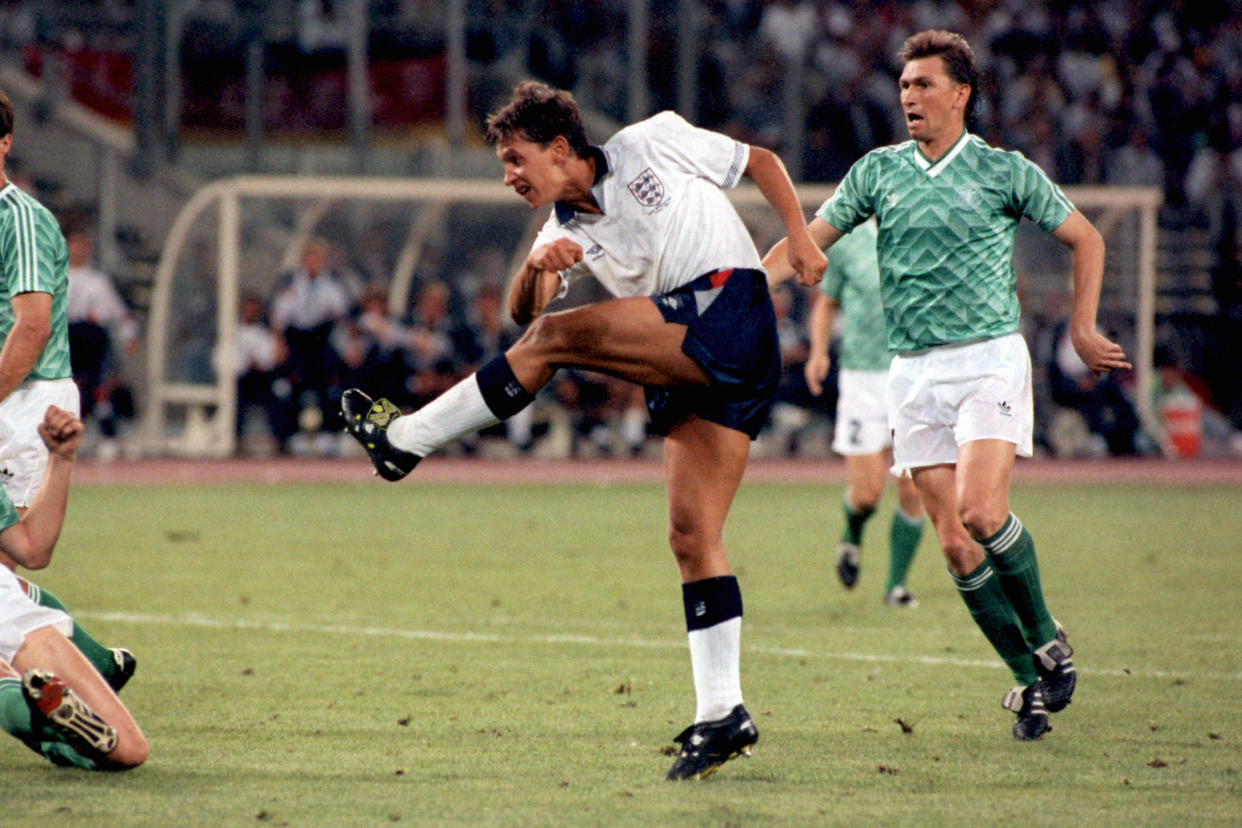 Gary Lineker scores England's equaliser  (Photo by Ross Kinnaird/EMPICS via Getty Images)