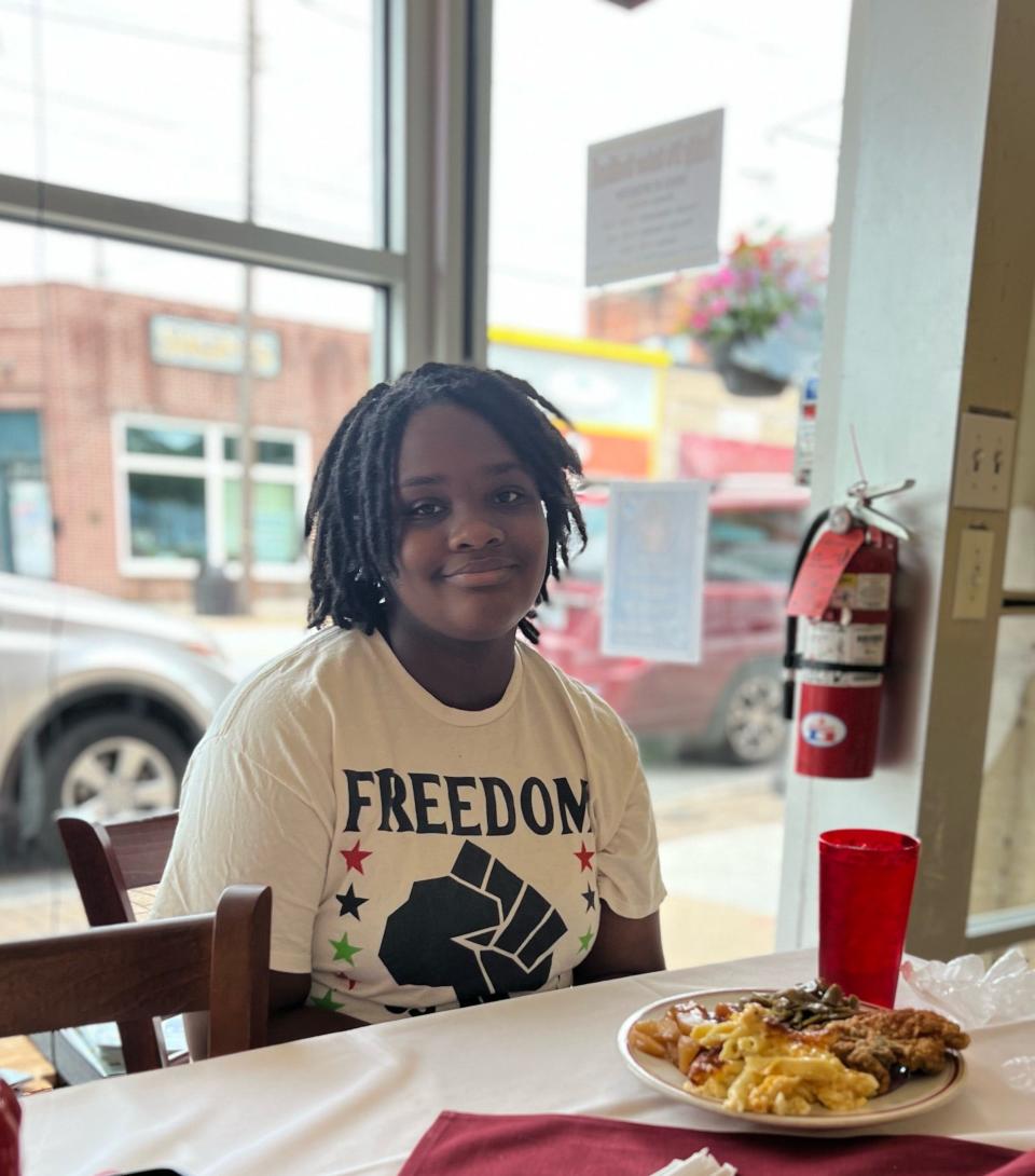 Tiara Channer, 13, at Daddy D's Suber Soulfood in Hendersonville on Saturday.