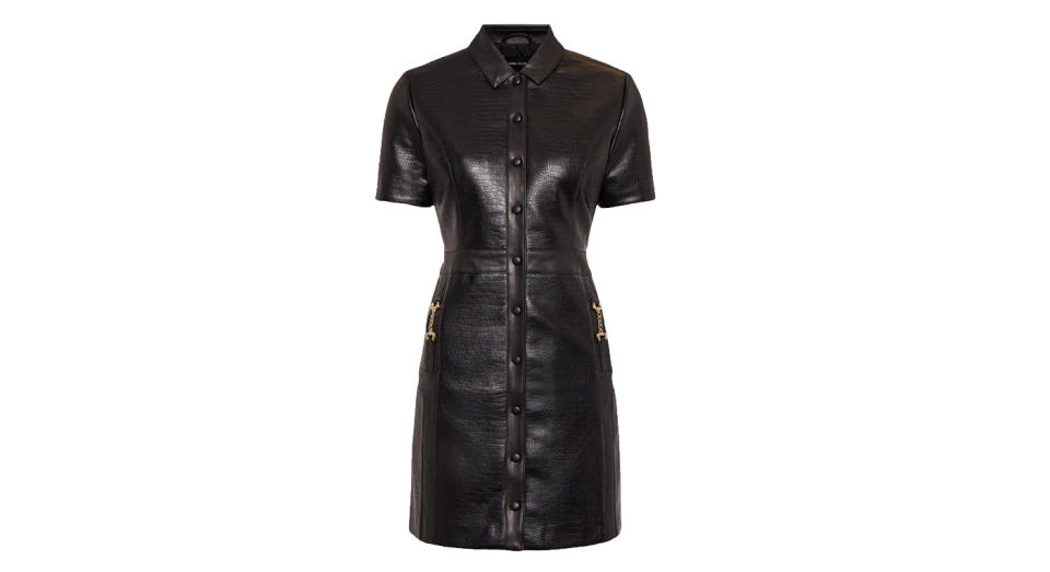 Crocodile Faux Leather Shirt Dress