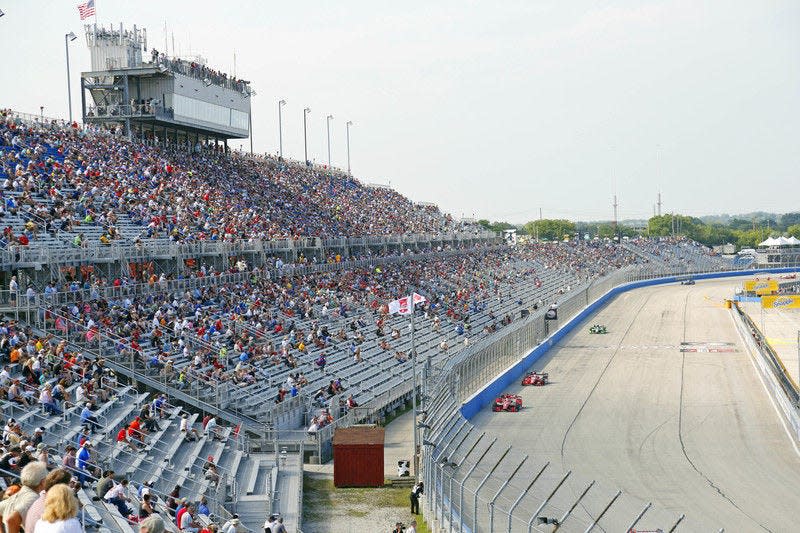 Fans watch an IndyCar Series race at the Milwaukee Mile in West Allis, Wisconsin.