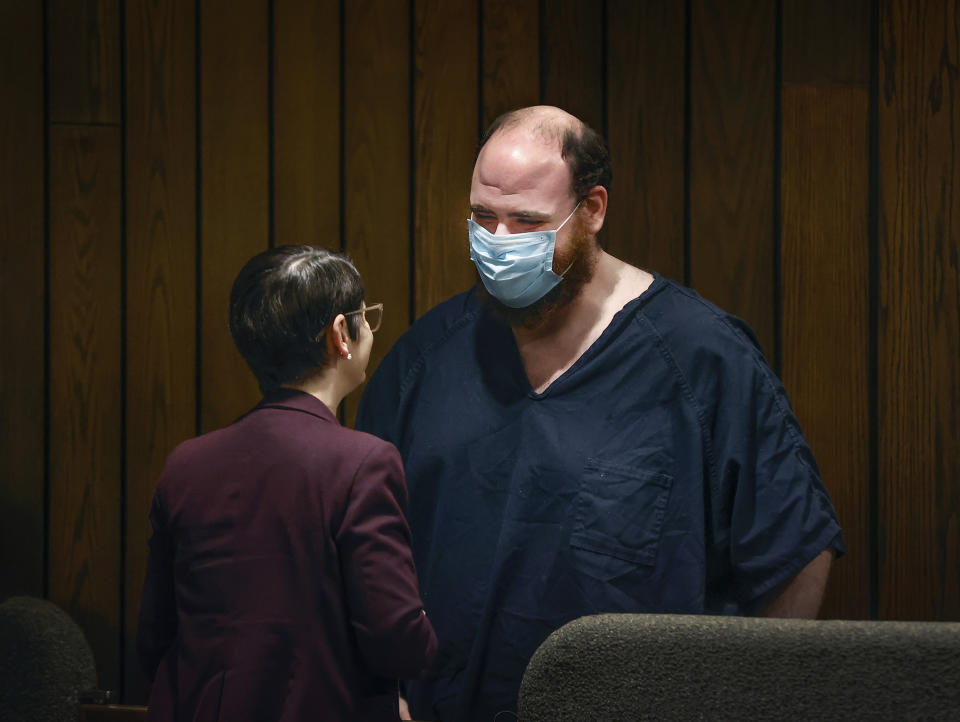 Joel Bowman appears in Judge Karen Massey's courtroom on Thursday, Oct. 12, 2023, Memphis. A lawyer says a Tennessee judge has ordered a mental evaluation for Bowman who is charged with trying to enter a Jewish school with a gun and firing it at a contractor there before he was shot by police. (Mark Weber/The Daily Memphian)