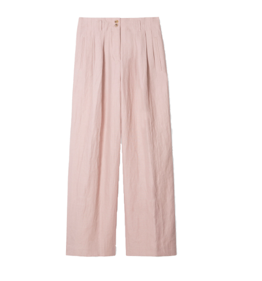 <p><a class="link " href="https://go.redirectingat.com?id=127X1599956&url=https%3A%2F%2Fwww.paulsmith.com%2Fuk%2Fwomen-s-dusky-pink-linen-relaxed-wide-leg-trousers%3FranMID%3D39528%26ranEAID%3DgcdL%252FATRVoE%26ranSiteID%3DgcdL_ATRVoE-QNoJuYyLLC3.PH8.lmIC9Q&sref=https%3A%2F%2Fwww.townandcountrymag.com%2Fuk%2Fstyle%2Ffashion%2Fg33454509%2Fstyle-icon-michelle-obama%2F" rel="nofollow noopener" target="_blank" data-ylk="slk:SHOP NOW;elm:context_link;itc:0;sec:content-canvas">SHOP NOW</a></p><p>Wide-leg linen trousers, £248, Paul Smith</p>