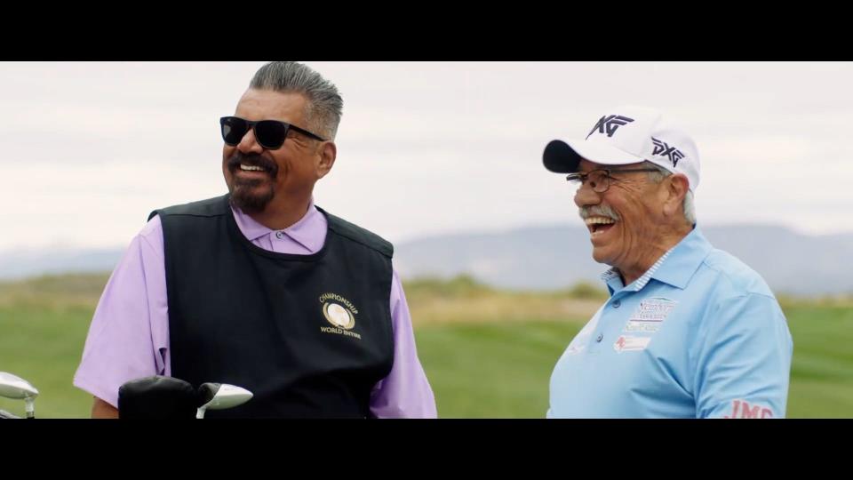 Herb (George Lopez) and Joe (Edward James Olmos) share a laugh even as the golf stakes get hot.