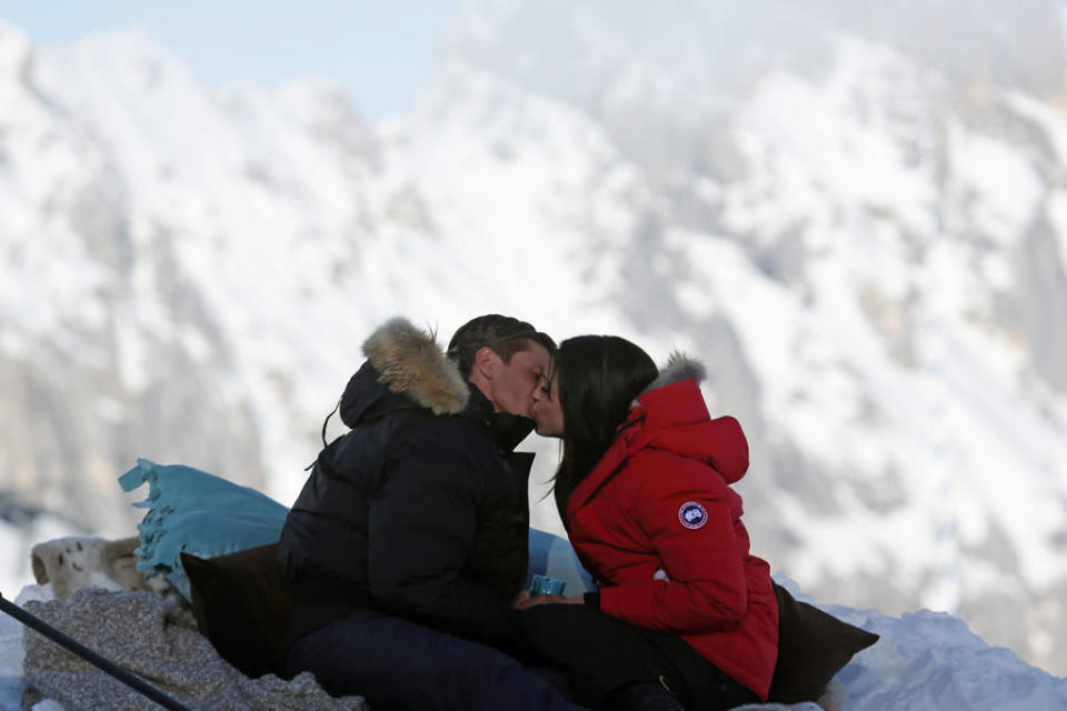 Desiree takes seven men on a group date to the German Alps. They ride in a gondola to the highest peak in all of Germany. They're taught how to yodel, with the Bachelorette enjoying their antics. The group has a blast as they sled down a black diamond ski slope. What awaits them is a spectacular igloo hotel totally carved out of snow and ice. As Zak and Drew profess their love for Desiree, James and Brooks go all out in a ferocious battle, on "The Bachelorette."