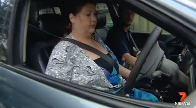 Ms Passmore was snapped driving to the police station. Photo: 7 News